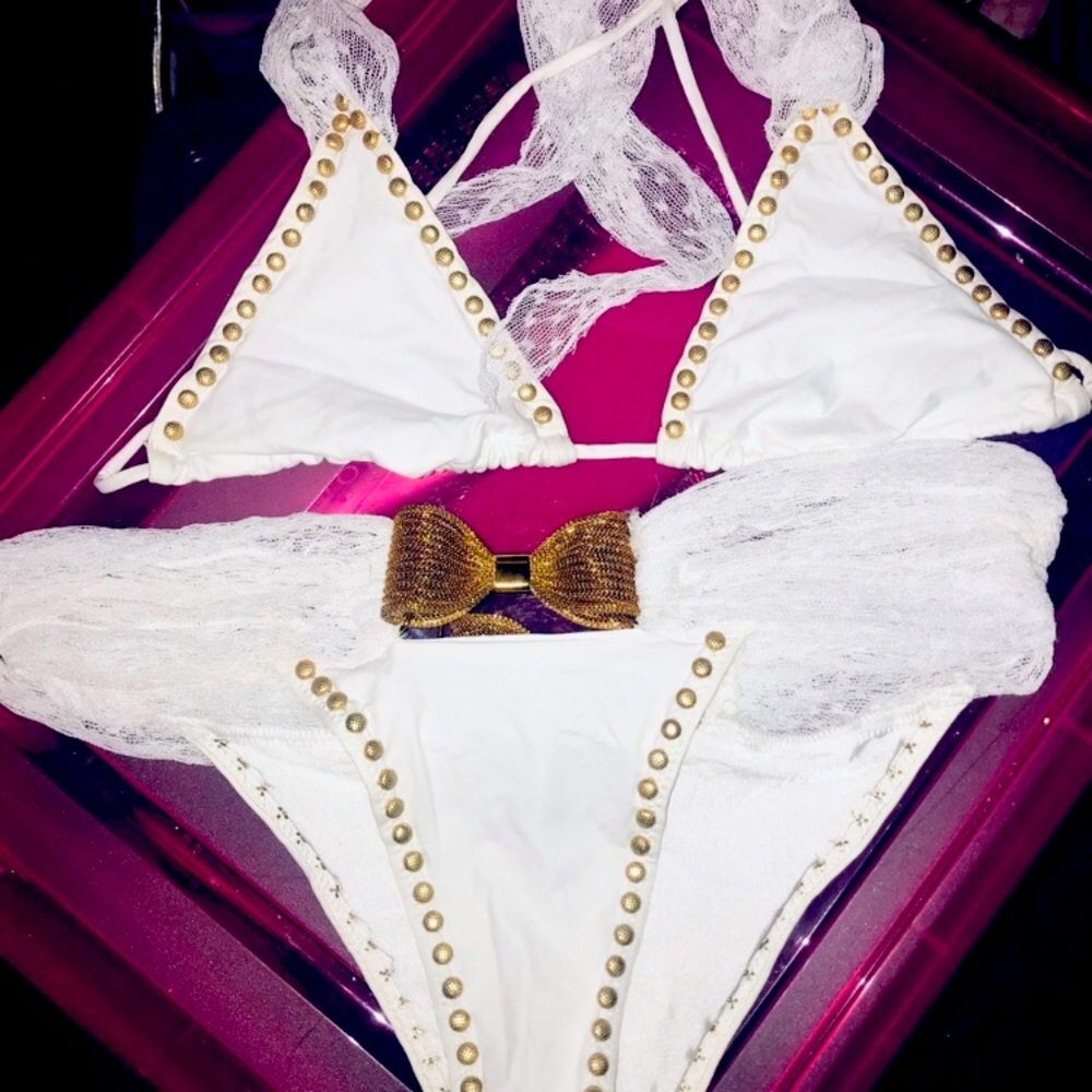 Beach bunny swimwear ...studded white bikini!!!!